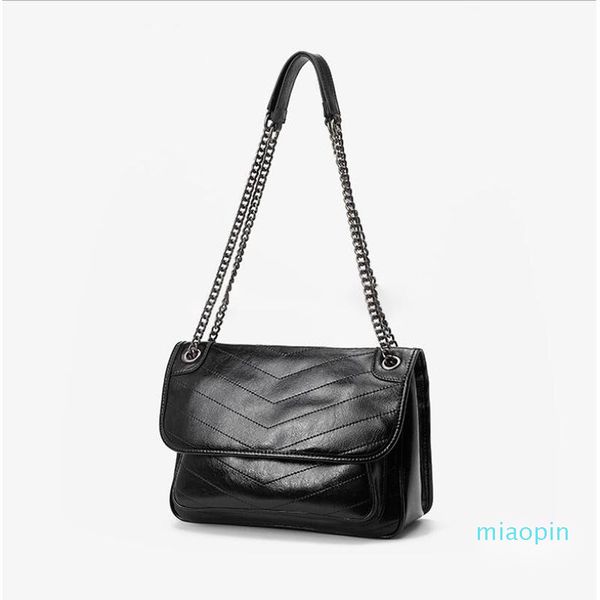 

bags high-quality leather fashion bag metal chain irregular lines mezzanine large-capacity comfortable handbags quilted messenger