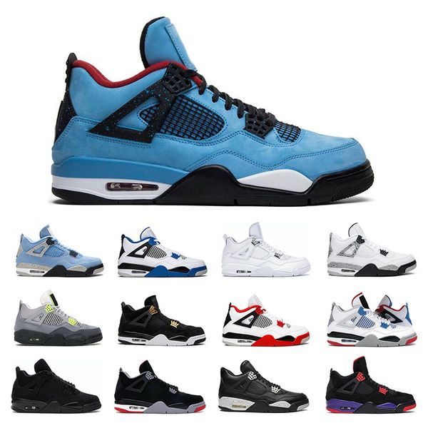 

jumpman 4 4s men basketball shoes taupe haze white oreo university blue cactus jack royalty bred mens sport sneakers size 5.5-13, Black