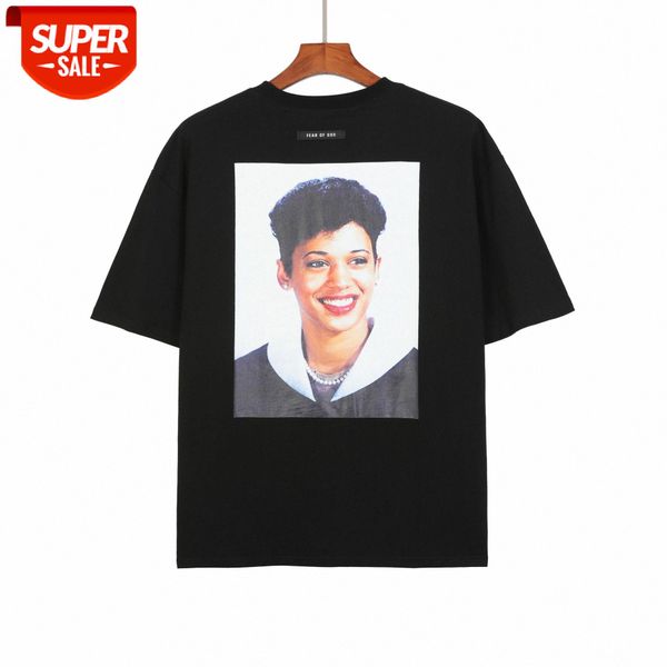 

fog brand portrait oil painting reflective letters round neck short sleeves #au03, White;black