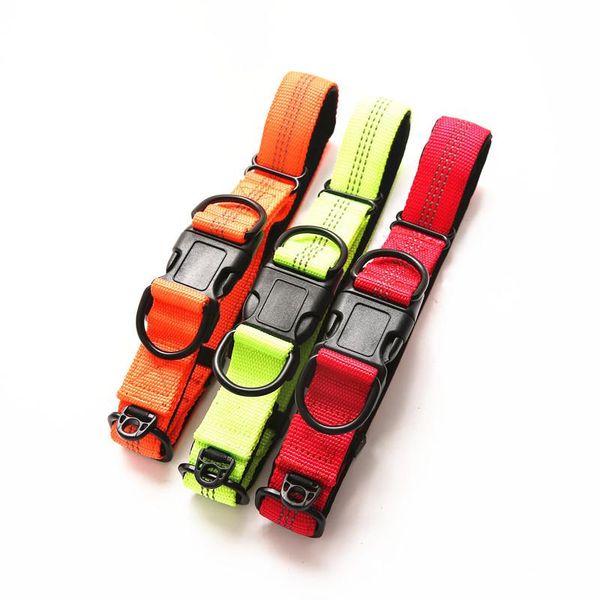 

1pc adjustable mesh padded pet dog collar reflective nylon collars durable comfortable dogs pets supplies & leashes