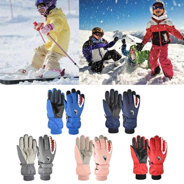 

children's mittens children winter ski gloves thick warm waterproof windproof outdoor sports kids girls boys, White