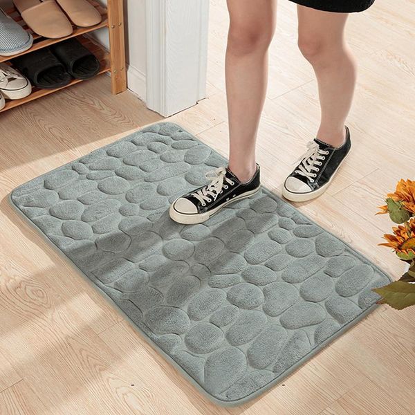 

carpets memory foam door mats indoor blue gray ant-slip floor carpet mat absorbent bathroom rugs stone embossed hallway entrance doormat