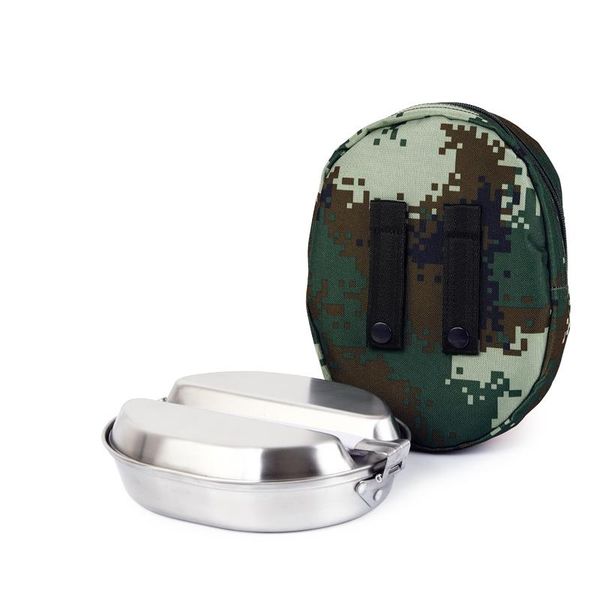 

dinnerware sets military outdoor tableware stainless steel high-intensity lunch box portable simple rice container canteens rc342
