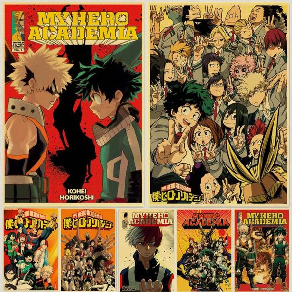 

paintings janpnese anime my hero academia retro posters canvas painting for home decor modular wall art print pictures modern living room