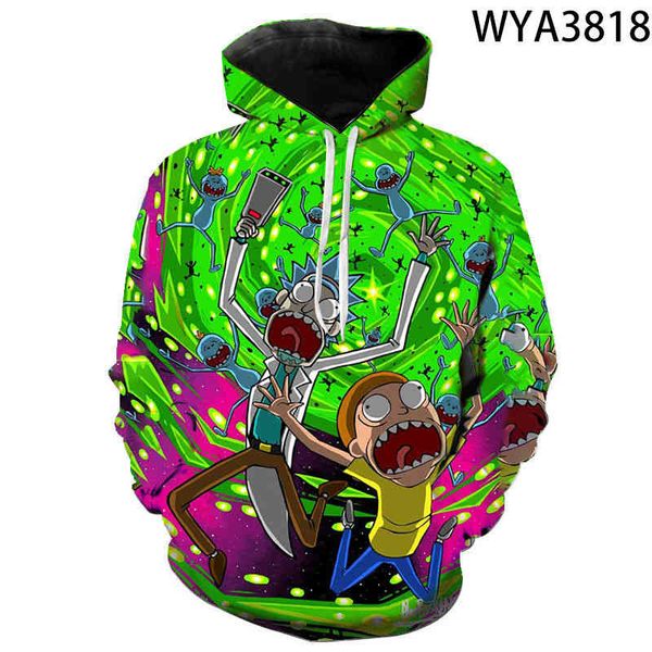 

men women children fashion hoodi cartoon anime rick 3d printed sweatshirts pullover long sve boy girl kids streetwear coat, Black