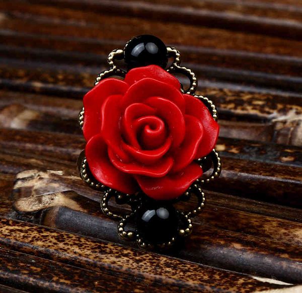 

chinese style products huangcheng red ornament national opening ring female agate pearl rose personality forest