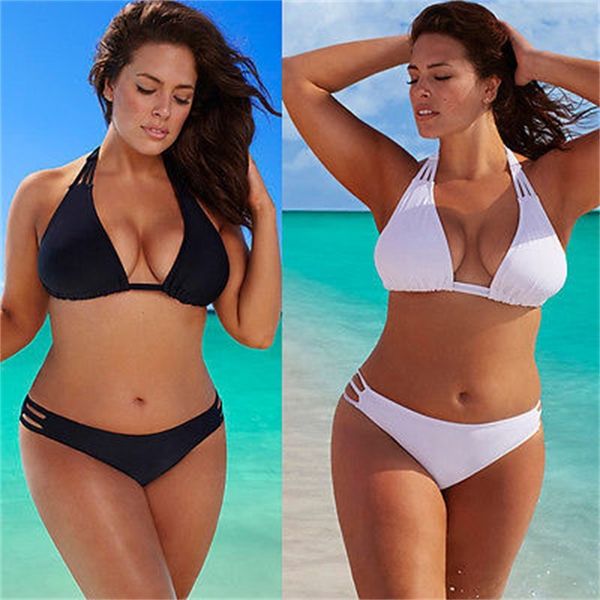 

women's l-4xl, plus set low waist push up big swimsuit swimwear large size bikini tocas feminina bathing suits, White;black
