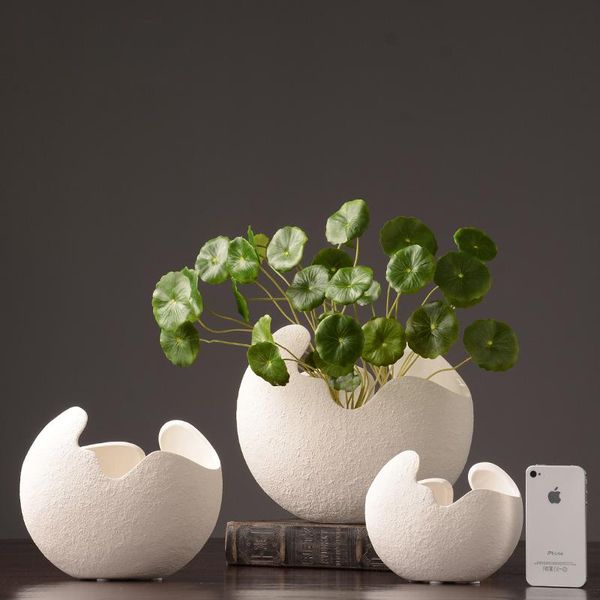 

vases creative imitation eggshell coarse ceramic vase handmade flower ornaments hydroponics for home decoration / gifts