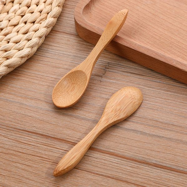 500 pçs / lote 9cm 10cm mini bambu colheres de sobremesa sorvete mel colher de bebê colheres de bebê atacado