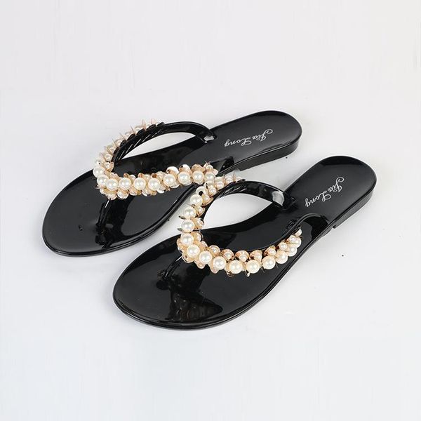

slippers open toe low flat with women platform flip flops summer solid outside casual ladies shoes, Black