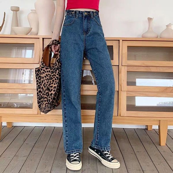 

women's jeans fa9011 2021 autumn winter women fashion casual denim pants high waist korean, Blue