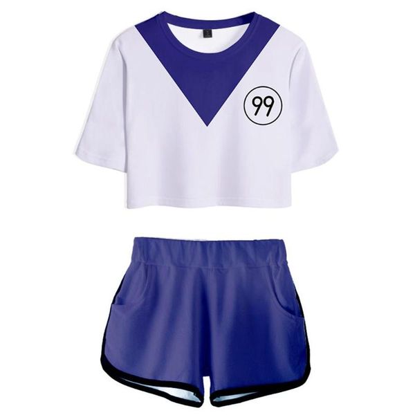

est anime x 3d tracksuit women two piece set shorts outfits killua zoldyck hisoka funny cosplay costumes women's t-shirt, White