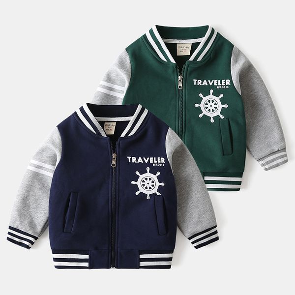 

autumn winter boys clothing zipper coat children fleece cotton thickened sweater sport design baseball jacket for 2-6 years, Blue;gray