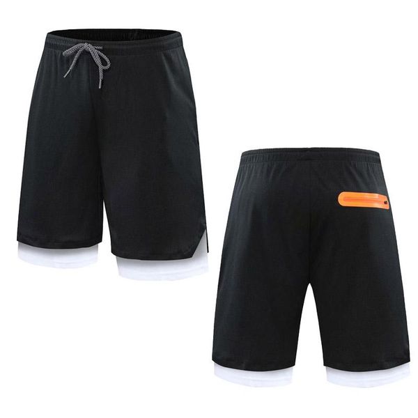 

gym men's sports shorts 2 in 1 safety pocket running knickers male double layer breathable fitness training pants, Black;blue