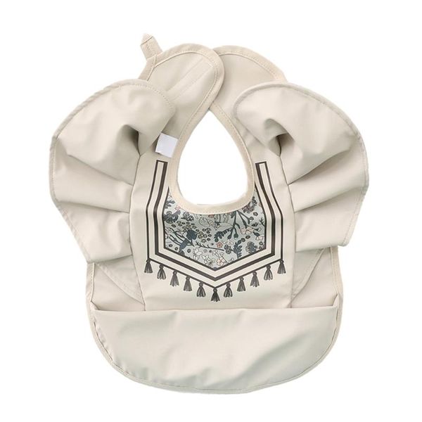 

bibs & burp cloths infants pu leather waterproof feeding cloth baby drool bib with pocket bag washable children drawing apron mess 45bf
