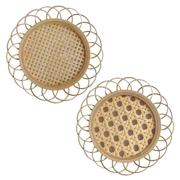 

mats & pads handwoven round natural rattan handmade floret shape insulation placemat