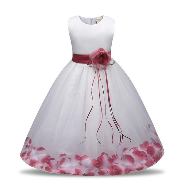 

girl's dresses fashion big hand made kids flower baby bridesmaid dress blue pink purple white chilren girl for weddings, Red;yellow