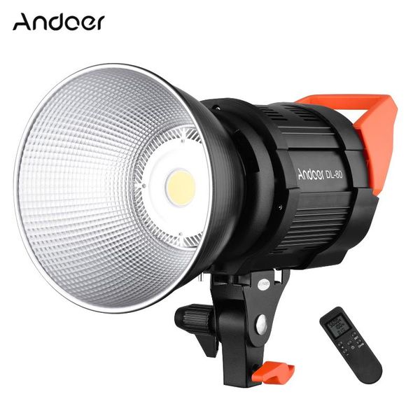 

andoer dl-80 80w video light 5600k daylight dimmable cob led cri 95+ bowens mount for recording studio flash heads