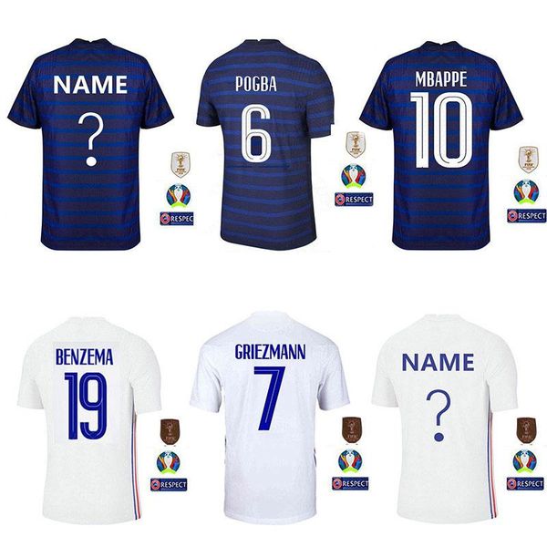 

men's t-shirts french national team benzema customized t-shirt 2021griezmann kante pogba jersey, White;black