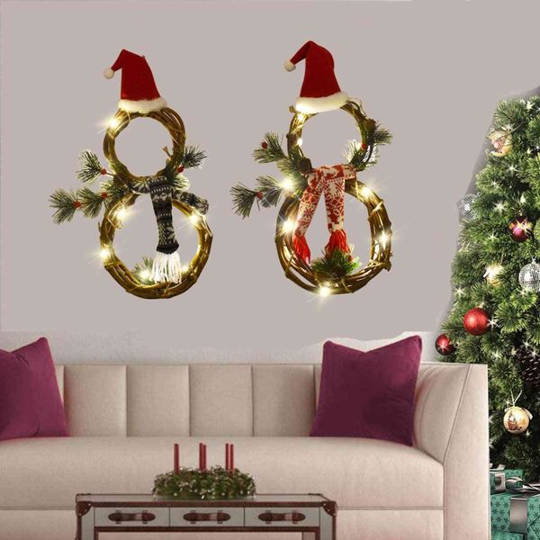 

2022 new wreath led wreath pendant day ornament christmas rattan ring