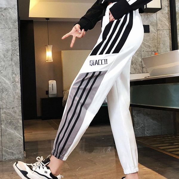 

women's pants & capris women jogger student 2021 spring and autumn fashion female ankle-length teenager girls letter stripe n74, Black;white