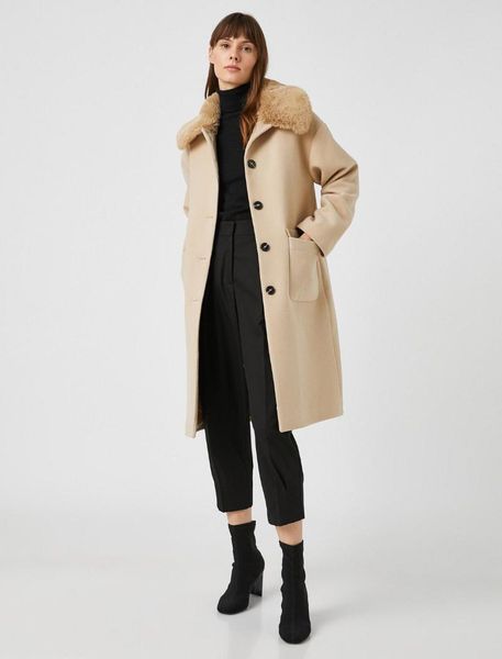 

women's wool & blends women winter coats long cashmere collar coat kuruvaz autumn fashion clothing from turkey, Black