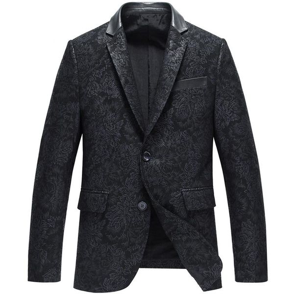 

men's leather & faux men suit jacket male sheepskin outerwear genuine print real bazer spring autumn, Black