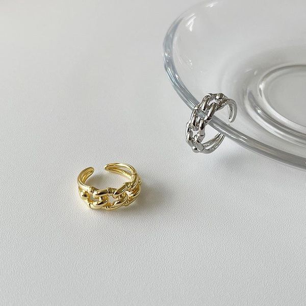 

wedding rings original european and american golden net red fold wear personality cold wind chain ring female retro simple hand ornaments, Slivery;golden