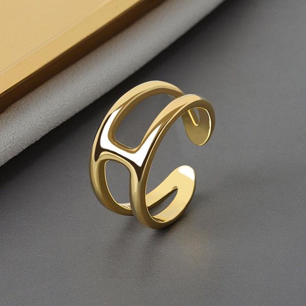

fashion gold silver color punk smooth rings geometric vintage finger open for women engagement jewelry cluster, Golden;silver