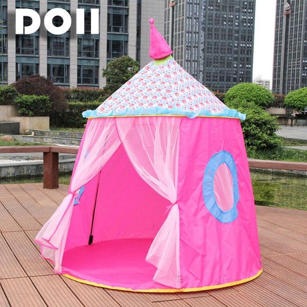 

portable blue/pink beach tent foldable tipi camping toy tent for kids children castle play house for kids gift