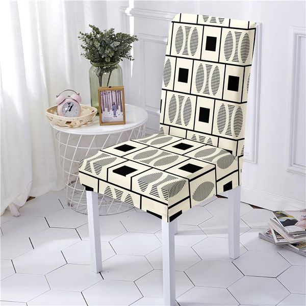 

chair covers geometric simple printed cover spandex elastic slipcover case stretch for wedding banquet dining room