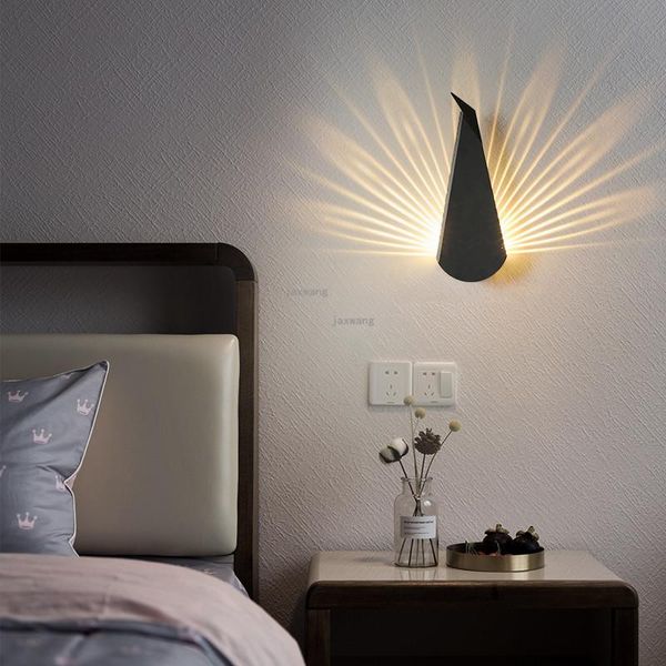 

wall lamp nordic led creative peacock lighting light fixtures bedside living room sconces decor lamps kitchen