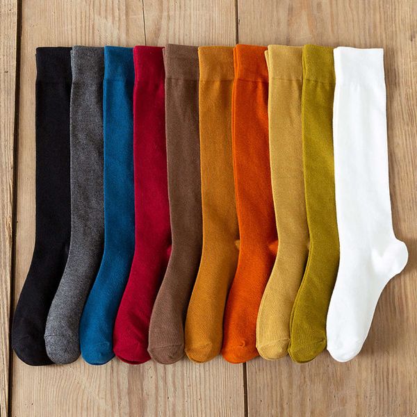

long cotton college style color pile knee, Black;white