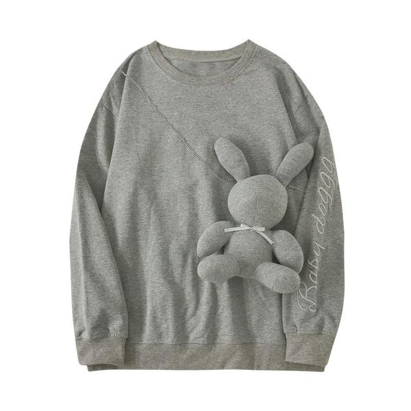 

korean version 2021 boudoftie letty embroidery loose medium and long style round neck turtleneck sweatshirt hoody women women's hoodies, Black