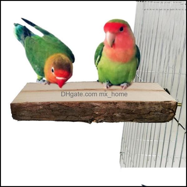 Ev bahçesi2pcs ahşap asma evcil hayvan papağanı sarkı sopa platformu kafes dekor çiğneme oyuncak malzemeleri kuş kafesleri düşmüş teslimat 2021 rz1yh