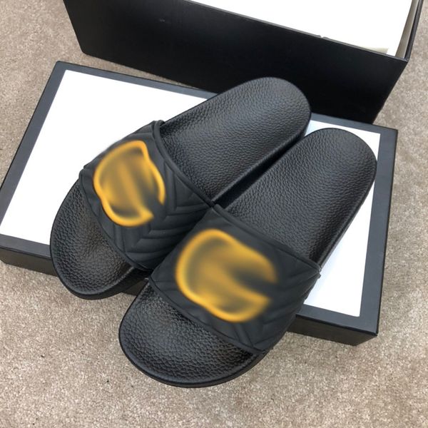 

luxuries designer men's slippers sandals shoes slide summer fashion wide flat men flip flops with box size 39-45 -b177, Black