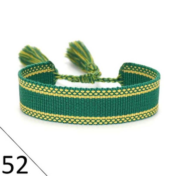 

bangle bohemian 24 color tassel bracelet for womenÂ ethnic style hand-knitted chain adjustable bangels embroidery fabric, Black