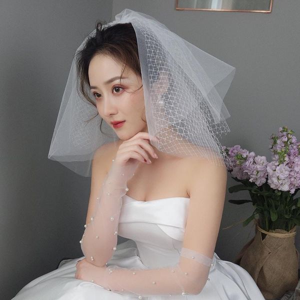 

bridal veils short blusher bride veil two layers with comb wedding lovely, Black