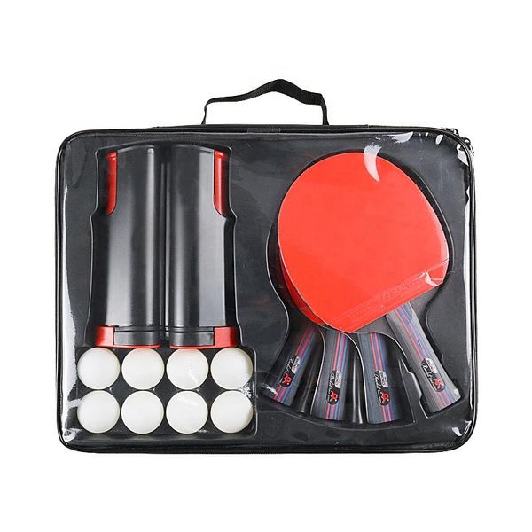 

table tennis raquets 4pcs pong racket set with retractable net 8 balls long handle blades paddle indoor multiplayer sports