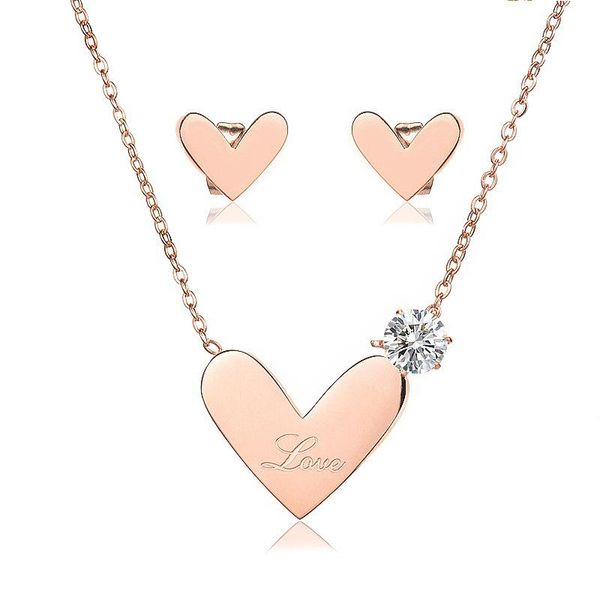 

pendant necklaces stainless steel necklace love heart women exquisite letters couple anniversary gift, Silver