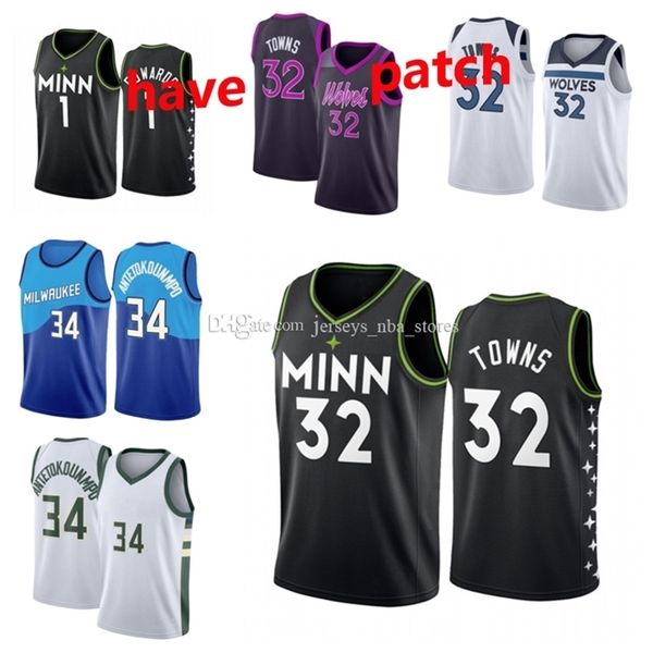 

2021 giannis 34 antetokounmpo men basketball jerseys purple ray eric 6 bledsoe ray 34 allen karl-anthony garnett towns 1 edwards embroidered, Black