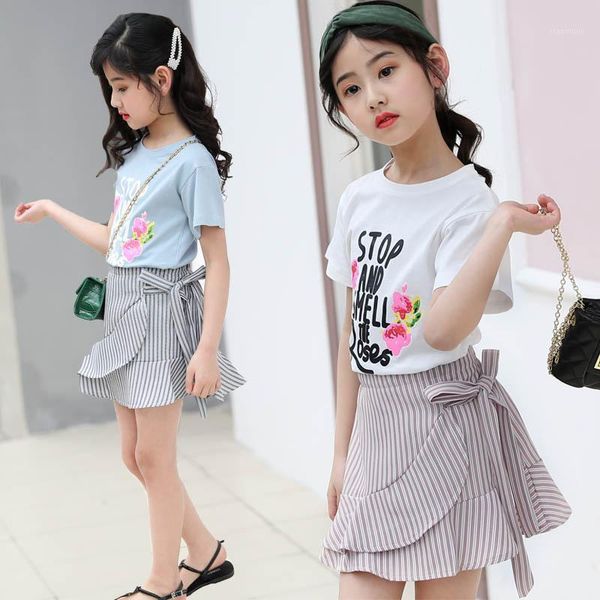 

summer children clothing sets for girls short sleeve kids outfits fashion baby clothes tracksuit 4 6 8 10 12 years, White