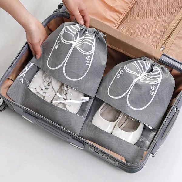 

storage bags shoes bag closet organizer non-woven travel portable waterproof pocket clothing classified hanging 2 size