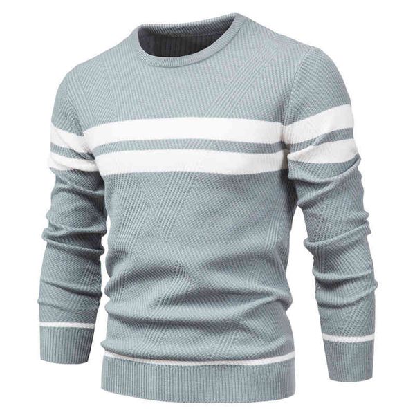

2021 autumn and winter men's casual striped men pullover solid color thickened base sweater, Black