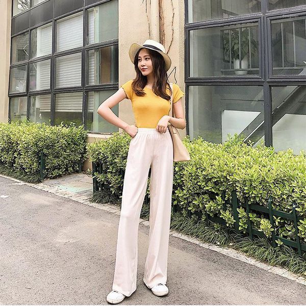

women's pants & capris wide leg female high waist loose casual trousers women, Black;white