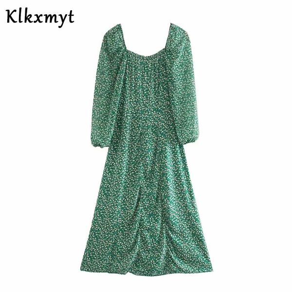 

2021klkxmyt summer dress women high street vintage print square collar party midi za dress vestidos de fiesta de noche vestidos, Black;gray