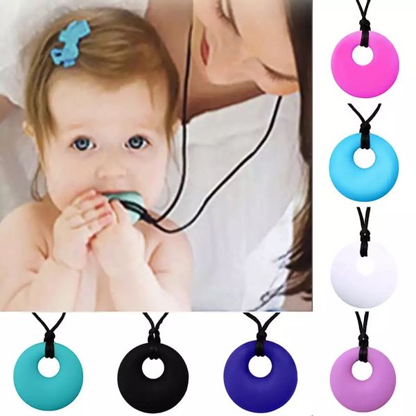 

dhl ins 11 colors boys girls sensory chew necklace silicone teethers chewy pendant jewelry for autism