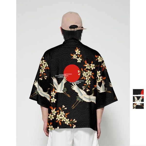 

ethnic clothing haori yukata kimono summer wear men's shirt, Red