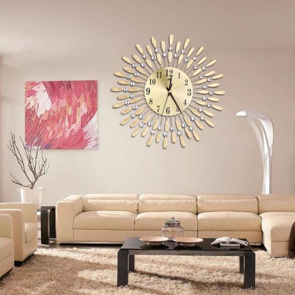 

wall clocks 3d large clock crystal sun modern style silent for living room office home decoration fas6