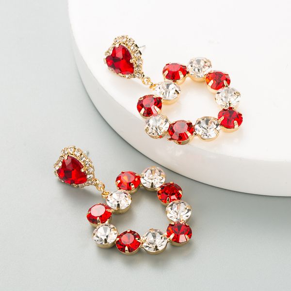 

s2155 fashion jewelry elegant heart dangle earrings rhinstone hearts stud earring, Silver